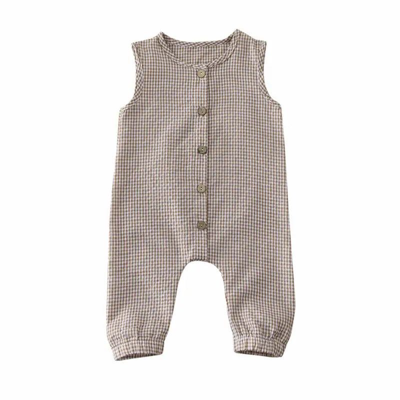 Baby Plaid Romper – Lightweight & Comfy Sleeveless Jumpsuit
