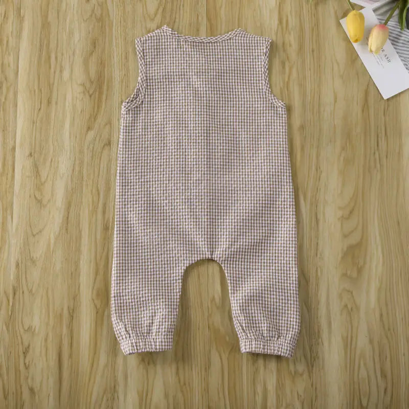 Baby Plaid Romper – Lightweight & Comfy Sleeveless Jumpsuit