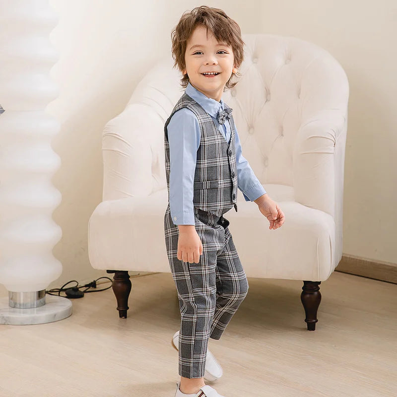 Baby Boy Tuxedo Jumpsuit – Formal Bowtie Outfit for Special Occasions