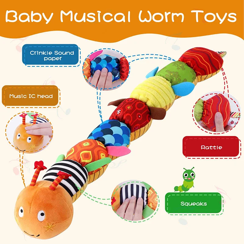 Musical Caterpillar Worm Soft Infant Plush Toy – Interactive & Developmental Toy