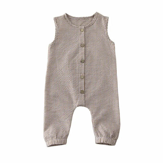 Baby Plaid Romper – Lightweight & Comfy Sleeveless Jumpsuit