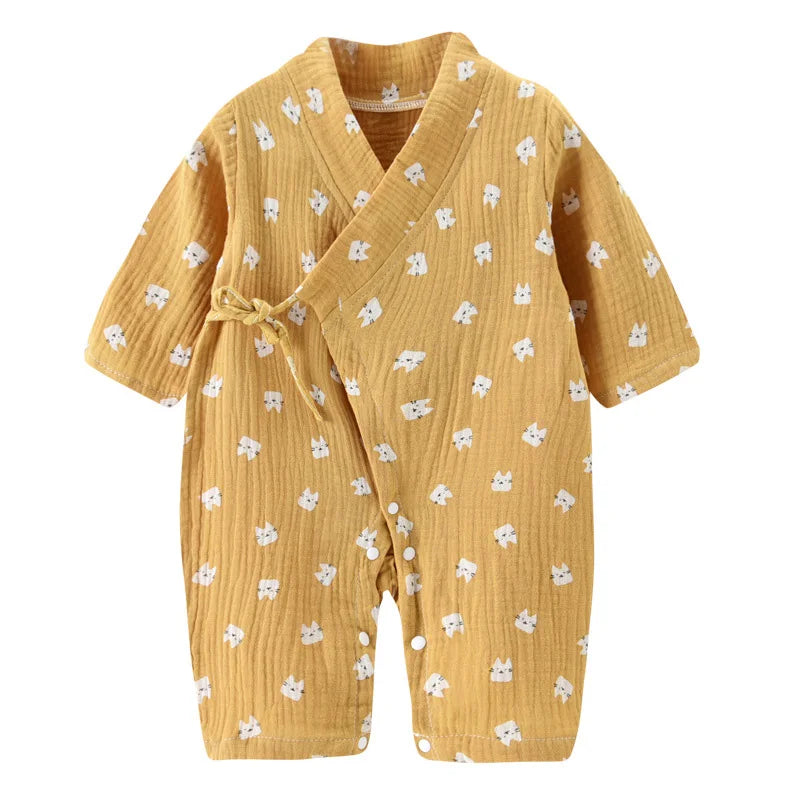 Soft Muslin Cotton Long Sleeve Baby Romper – Cozy & Breathable