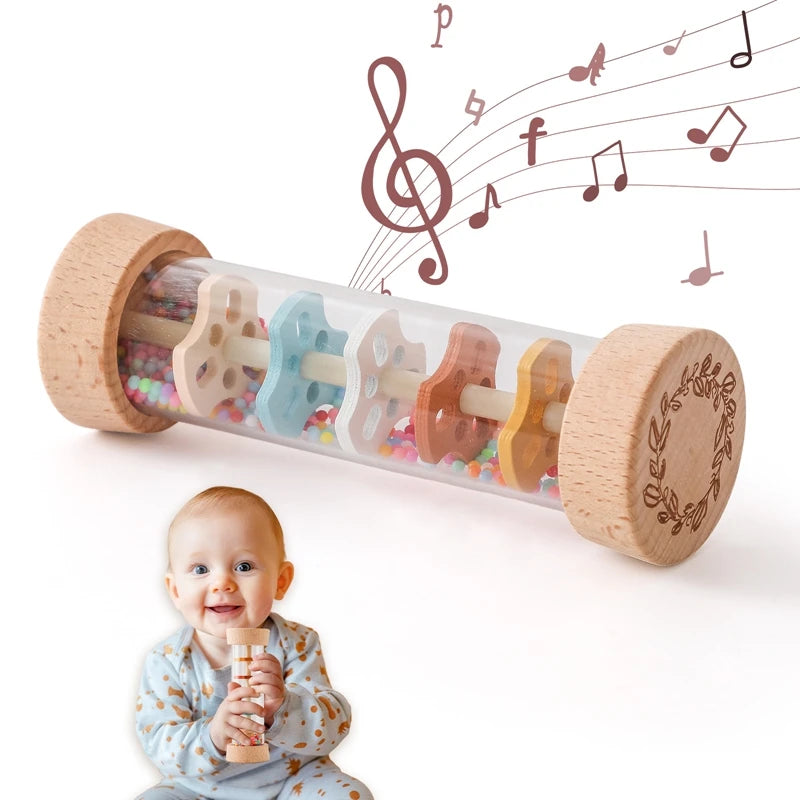 "Hourglass Rain Music Rattle | Soothing Baby Sensory Toy"