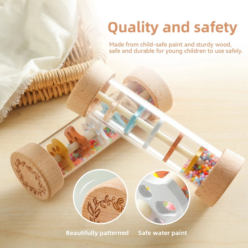 "Hourglass Rain Music Rattle | Soothing Baby Sensory Toy"