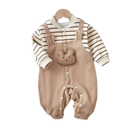 Soft Cotton Baby Boy Romper – Striped One-Piece Jumpsuit